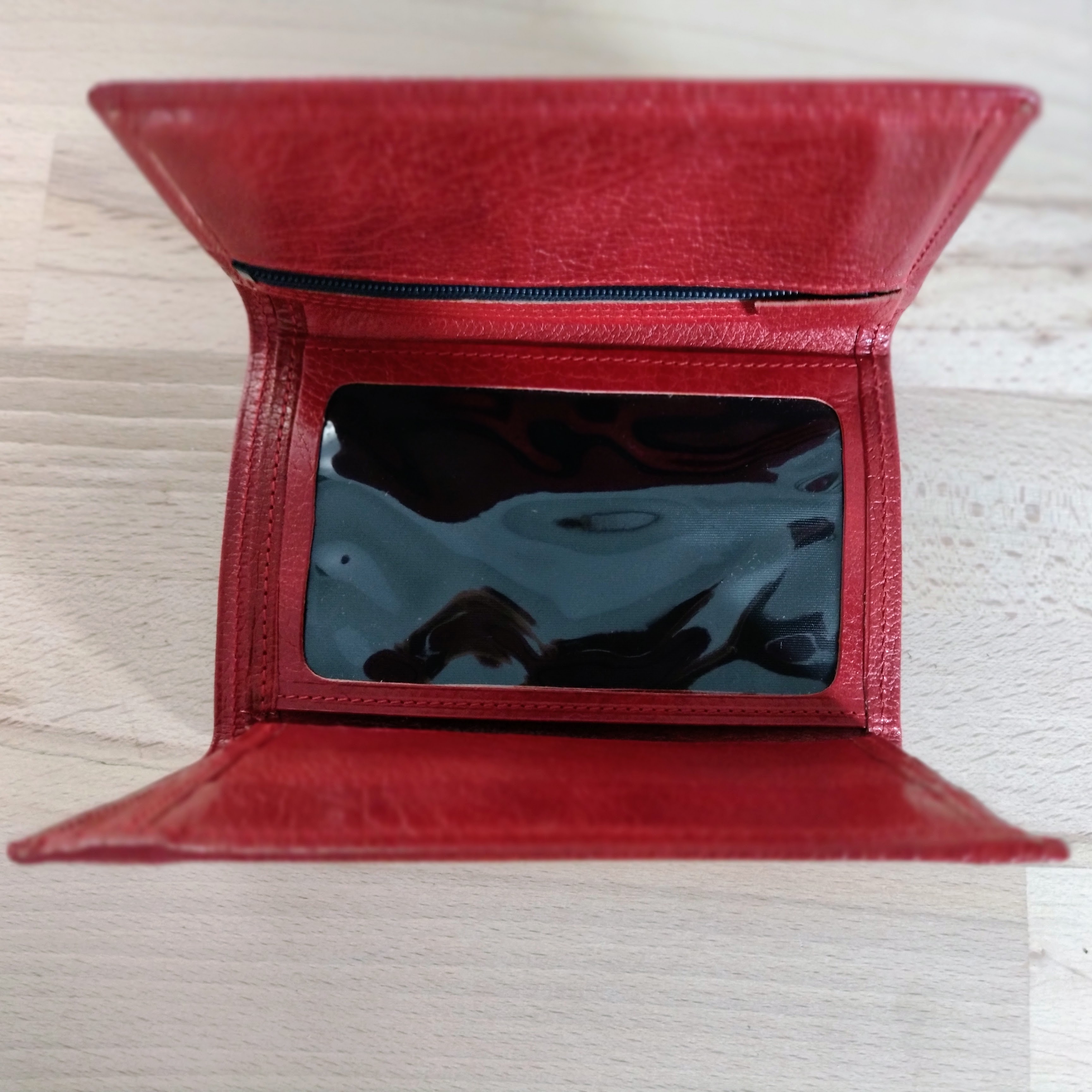 Rød urugt lædepung 14 cm