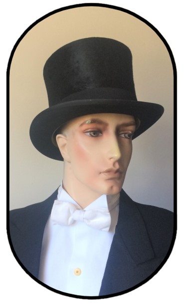 HH18 Sort tophat i muldvarp - fin satnd. Str 59 - 600 KR