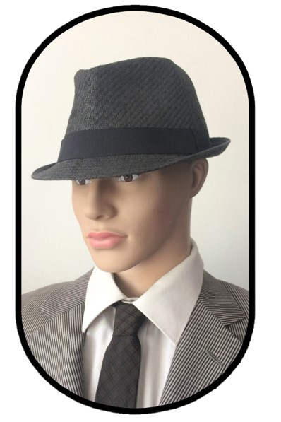 HH36 Trilby i sort strå. Foret. Str L/XL - 95 KR
